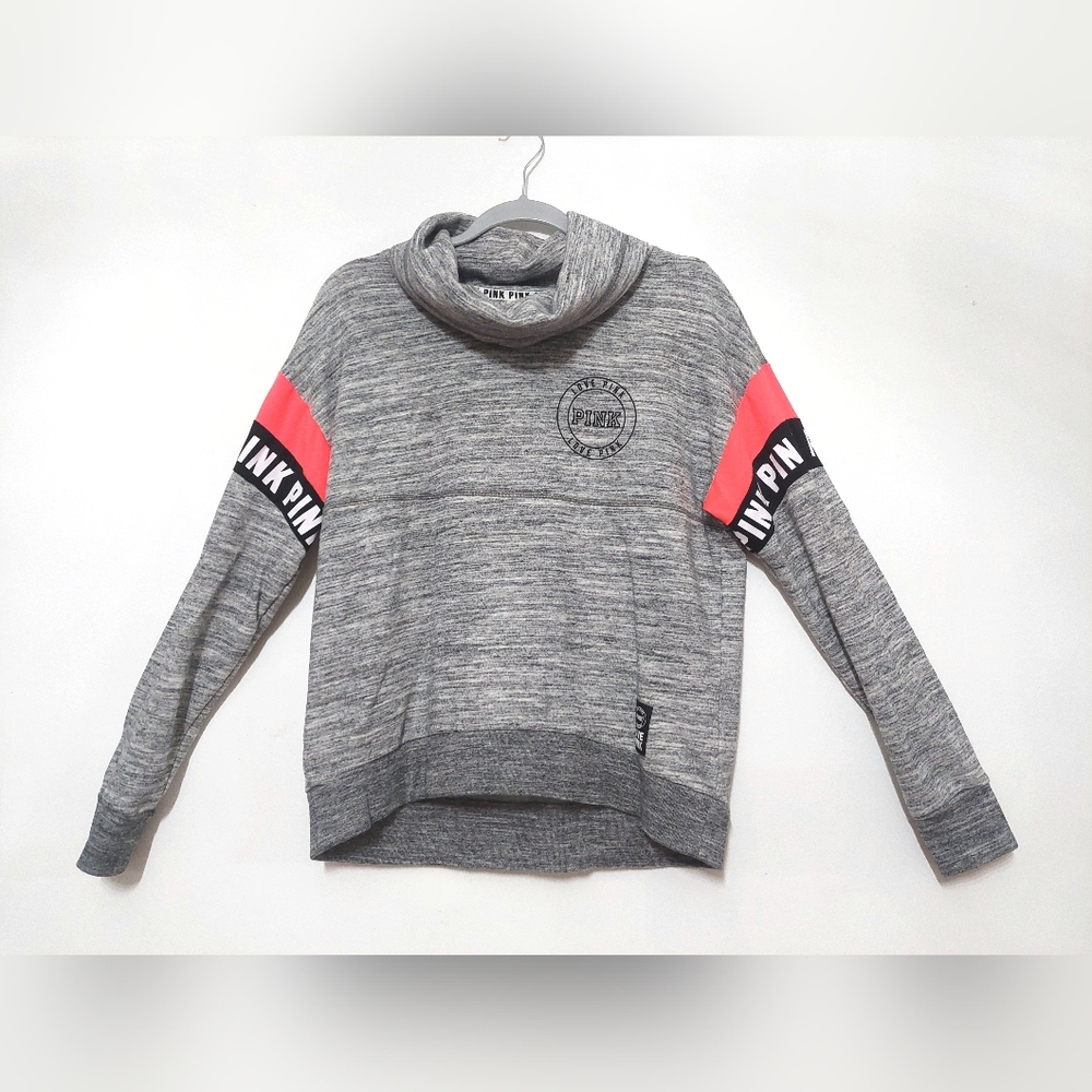 PINK Victoria's Secret Gray and Pink Sweatshirt Size Medium Sweater Pullover